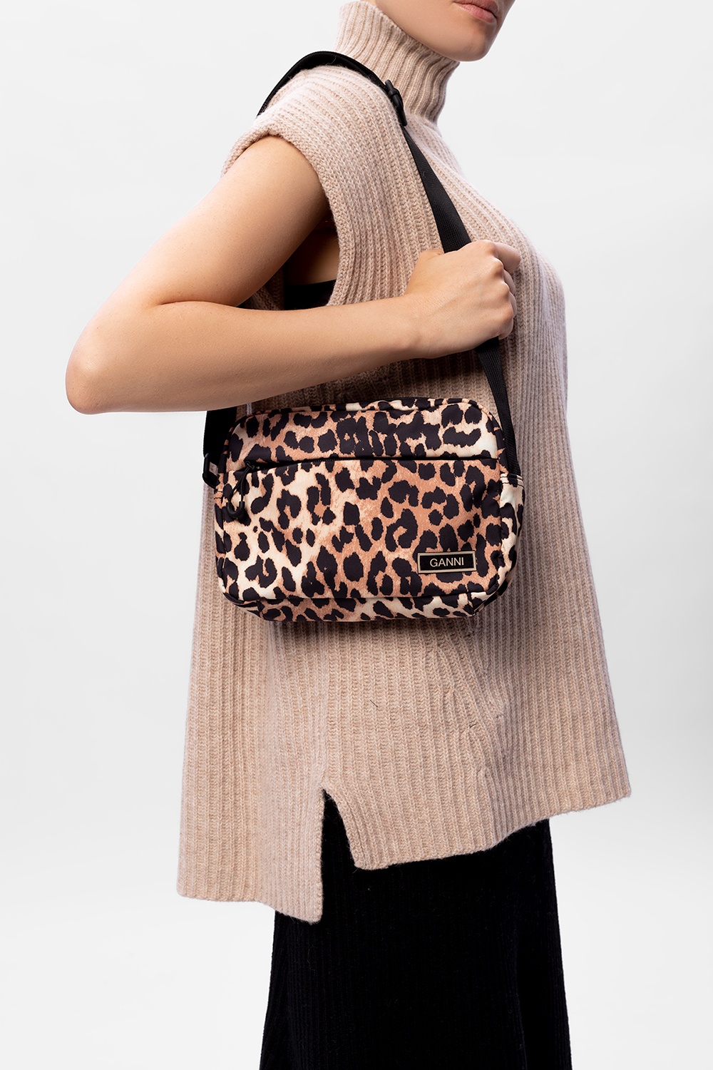 Brown Patterned shoulder bag Ganni Vitkac GB